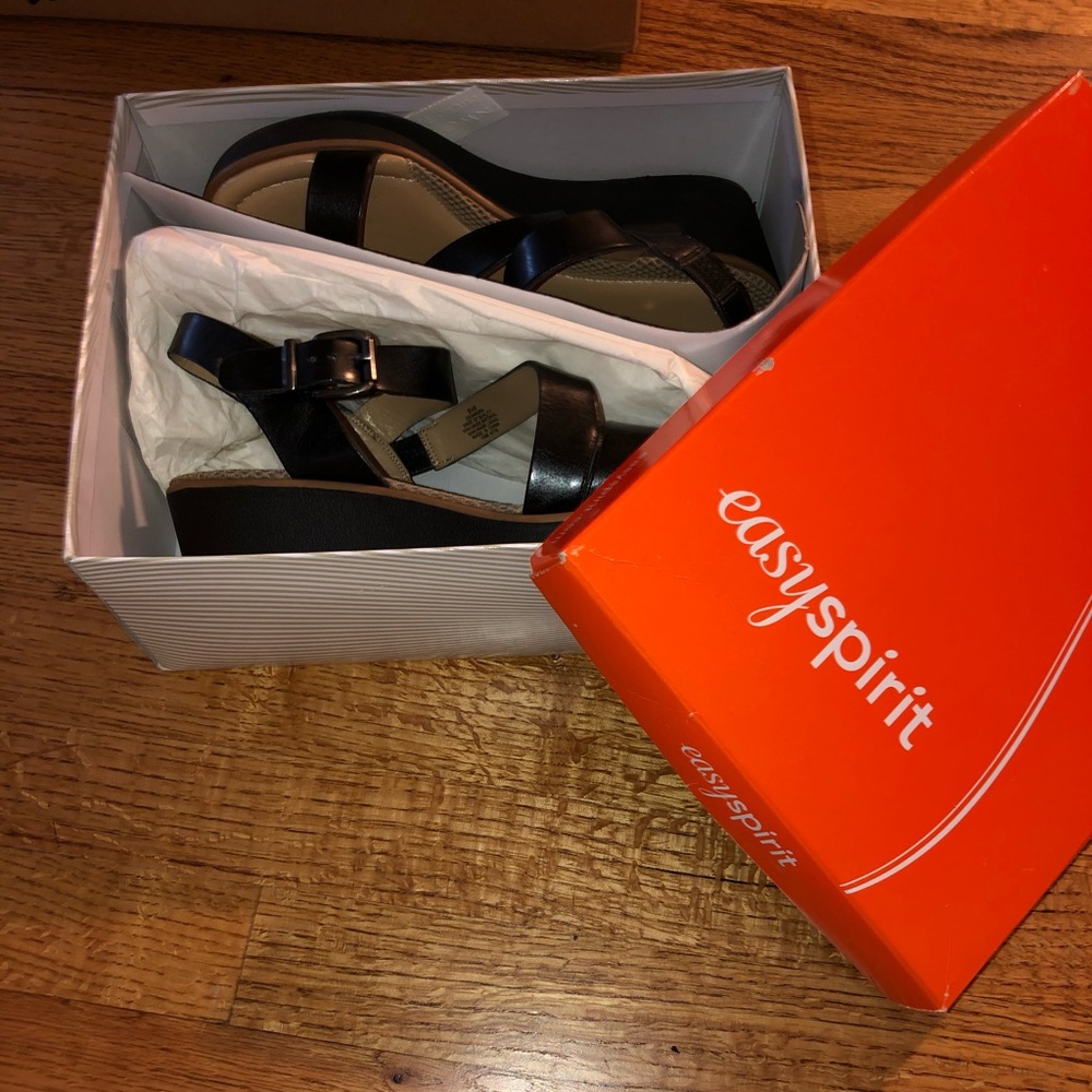 Easy Spirit Black Wedge Sandals